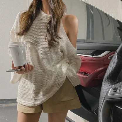 One Sided Off Shoulder Sweater - Image 2