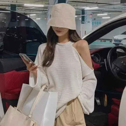 One Sided Off Shoulder Sweater - Image 3