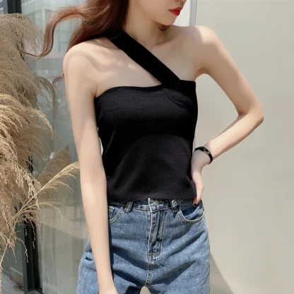 One Strap Shoulder Sweater Top
