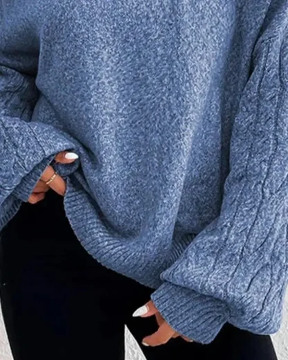 Turtle Neck Open Shoulder Sweater - Image 3