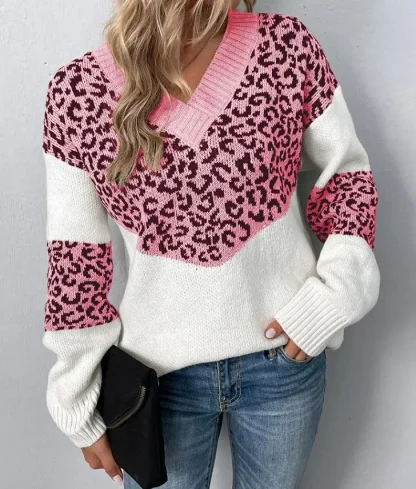 Leopard Print Off Shoulder Sweater - Image 2