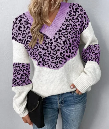 Leopard Print Off Shoulder Sweater - Image 4