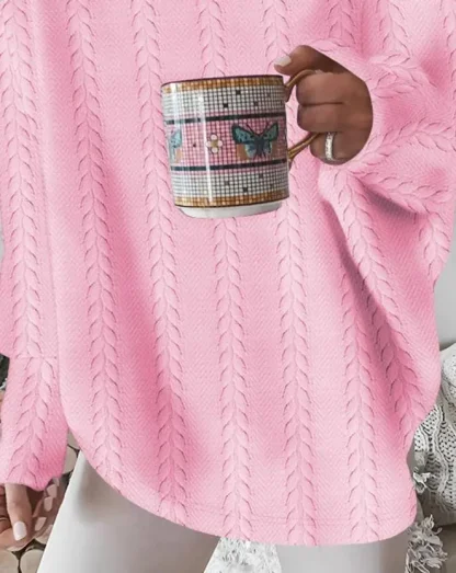Pink Oversized Off Shoulder Sweater - Image 3