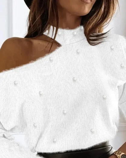 Cozy Cold Shoulder Sweater Tops - Image 3