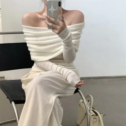 Fold Over Off Shoulder Sweater - Image 6