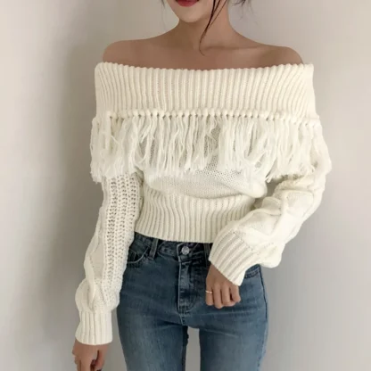 Twist Knitted Off Shoulder Sweater