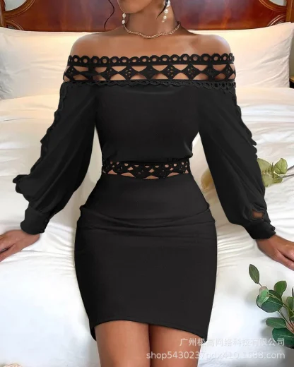 Lace Off Shoulder Sweater Dress - Image 3