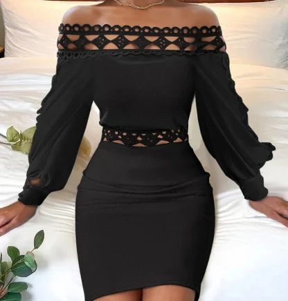 Lace Off Shoulder Sweater Dress