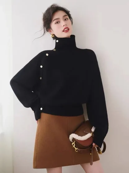 Elegance Turtleneck Pullover Sweater Tops - Image 2