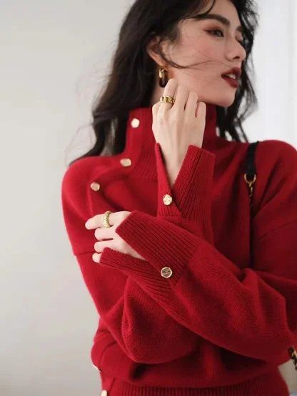 Elegance Turtleneck Pullover Sweater Tops - Image 3