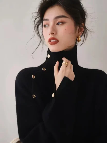 Elegance Turtleneck Pullover Sweater Tops - Image 4