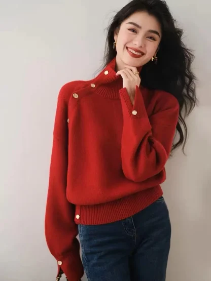 Elegance Turtleneck Pullover Sweater Tops - Image 5