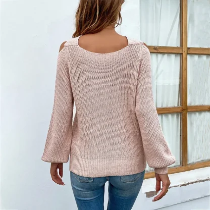 Cross Neck Off Shoulder Sweater - Image 5