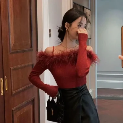 Elegant Slim Off Shoulder Sweater