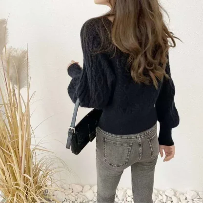 Casual Knitted Off Shoulder Sweater - Image 2