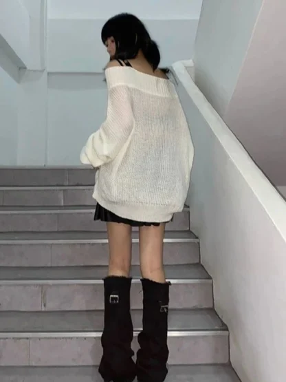 Cozy Hollow Off Shoulder Sweater - Image 7