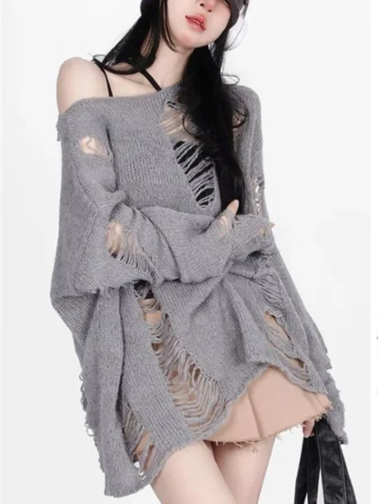 Oversized Ripped Off Shoulder Sweater