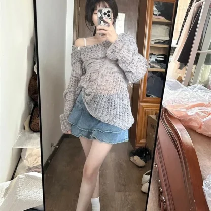 Hollow Out Off Shoulder Sweater - Image 5