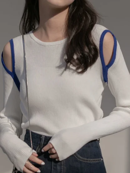 Sexy Open Shoulder Sweater Top - Image 2