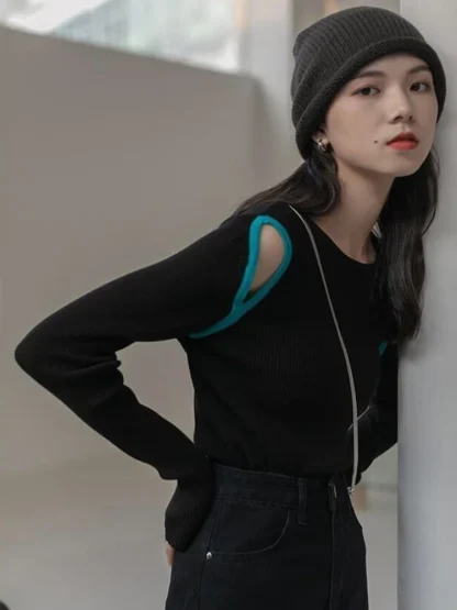 Sexy Open Shoulder Sweater Top - Image 5