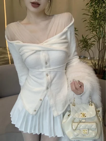 Slim Knitted Off Shoulder Sweater