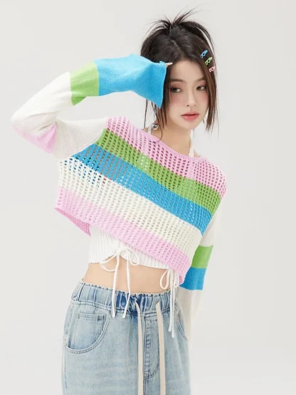 Hollow Crop Off Shoulder Sweater