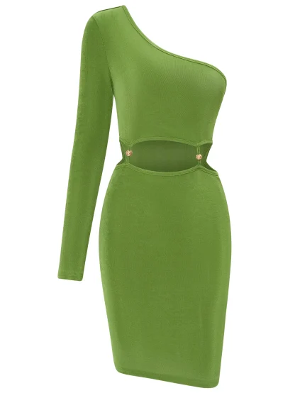 Asymmetric One Shoulder Sweater Dress - Image 5