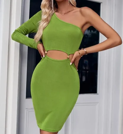 Asymmetric One Shoulder Sweater Dress