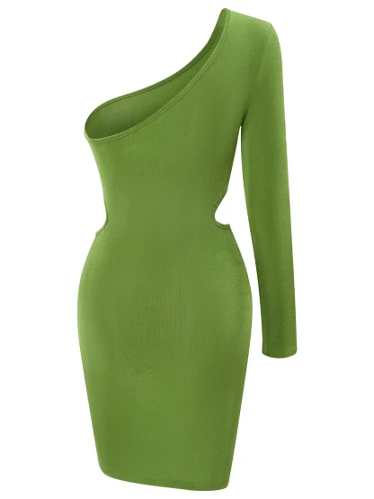 Asymmetric One Shoulder Sweater Dress - Image 6