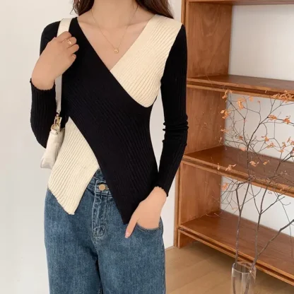 Wrap Around Design Sweater Tops - Image 2