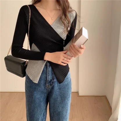 Wrap Around Design Sweater Tops - Image 3