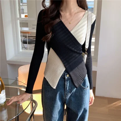 Wrap Around Design Sweater Tops - Image 4