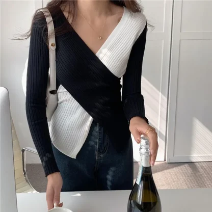 Wrap Around Design Sweater Tops
