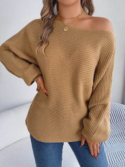 Sexy Oversized Off Shoulder Sweater - Image 3