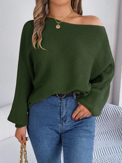 Sexy Oversized Off Shoulder Sweater - Image 6