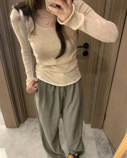 Comfy Off Shoulder Sweater Tops - Image 2