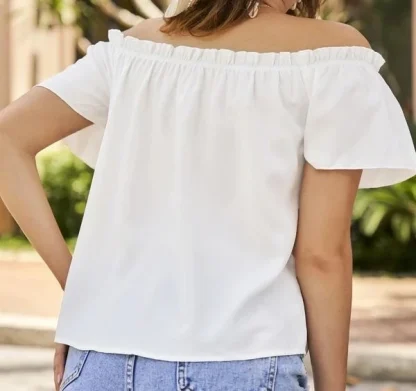 Ruffled Off Shoulder Sweater Tops - Image 2