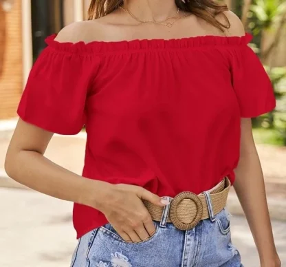 Ruffled Off Shoulder Sweater Tops - Image 5