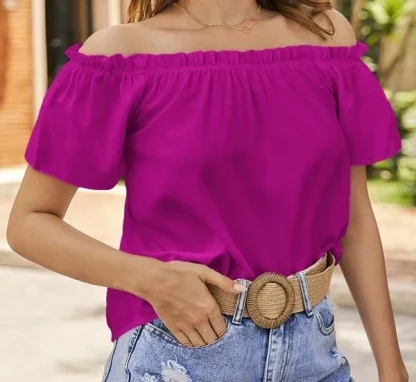 Ruffled Off Shoulder Sweater Tops - Image 6