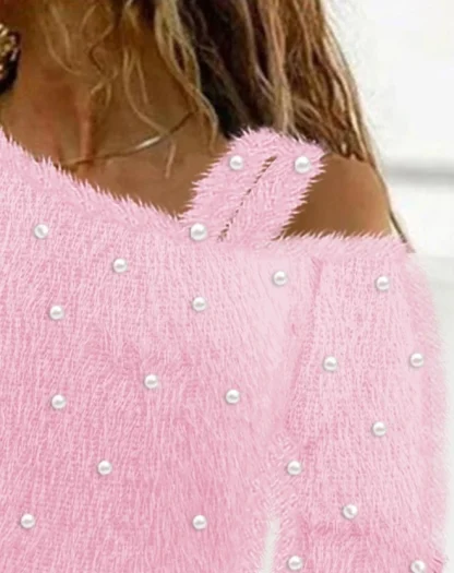 One Strap Off Shoulder Sweater - Image 3