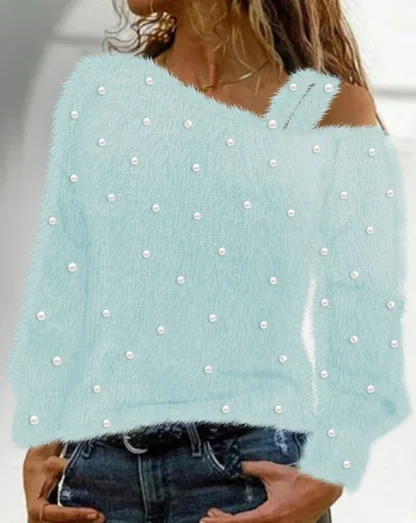 One Strap Off Shoulder Sweater - Image 4