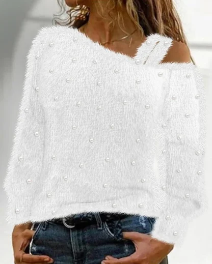 One Strap Off Shoulder Sweater - Image 5