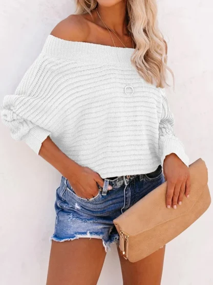 Oversized Off Shoulder Sweater Tops - Image 4