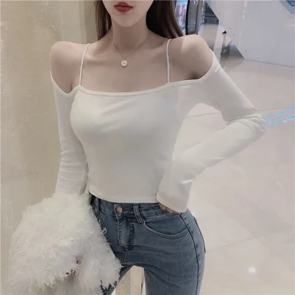 Slim-fit Off Shoulder Sweater Tops - Image 6