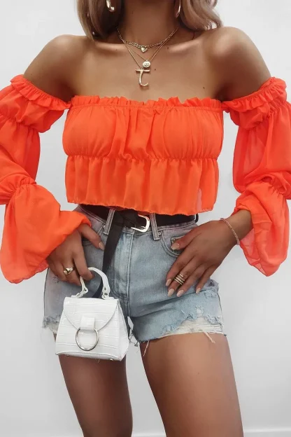 Puff Off Shoulder Sweater Tops - Image 3