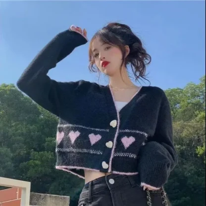 Knitted Off Shoulder Sweater Cardigan - Image 2