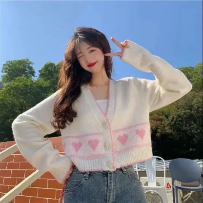 Knitted Off Shoulder Sweater Cardigan - Image 3