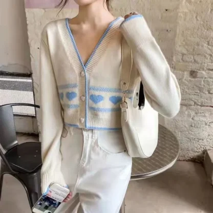 Knitted Off Shoulder Sweater Cardigan - Image 6