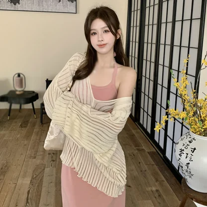 Lazy V-neck Off Shoulder Sweater - Image 2