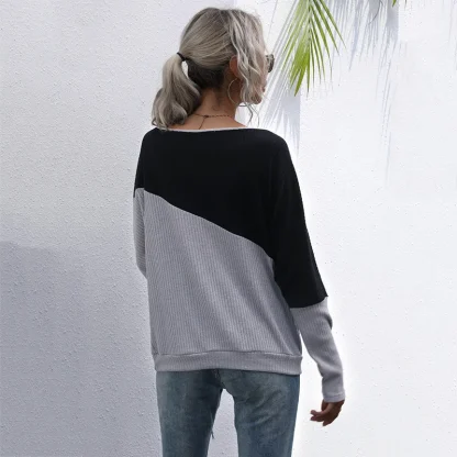 Chic Colorblock Off Shoulder Sweater - Image 4